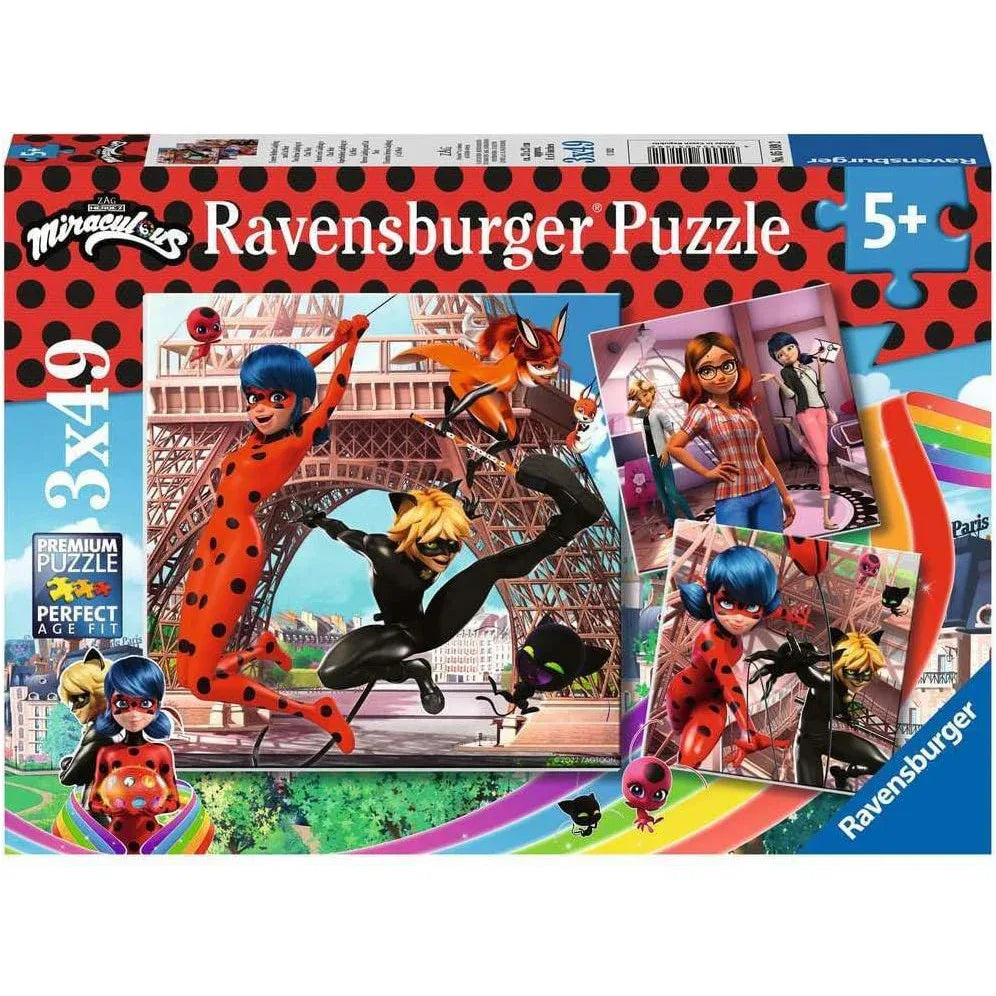 Ravensburger Miraculous: Tales of Ladybug & Cat Noir 3 x 49 Piece Jigsaw Puzzles for Kids Age 5 Years Up - Gomix Brands Outlet